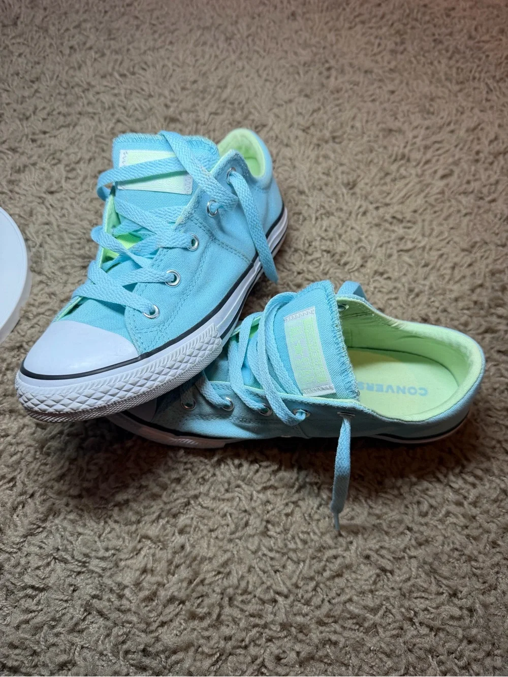 Converse Kids Mint Blue Canvas Low-Top Sneakers